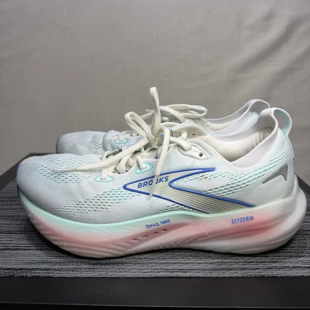 Brooks Glycerin 22 Shoes - Women 10.5 - White Blue Pink Running 1204341B110